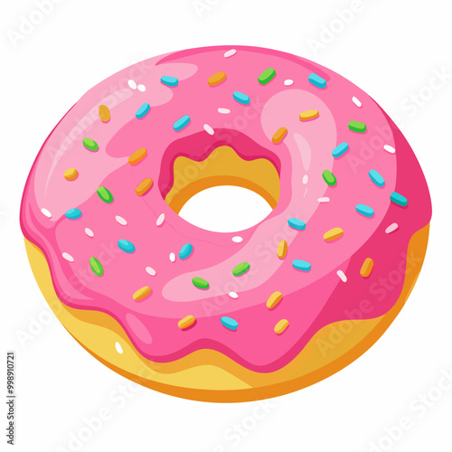 donut with pink frosting and sprinkles