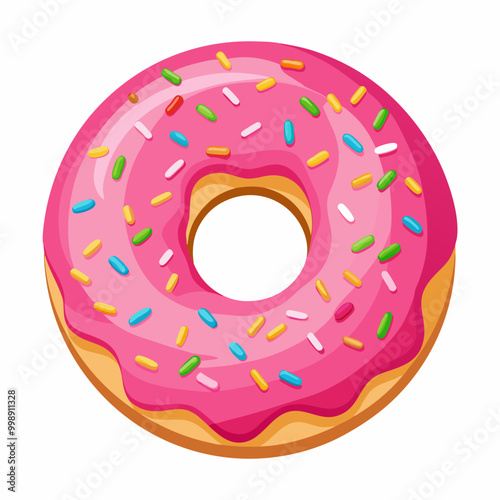 donut with pink frosting and sprinkles