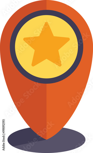 Orange location pin is pointing at a favorite destination marked by a star