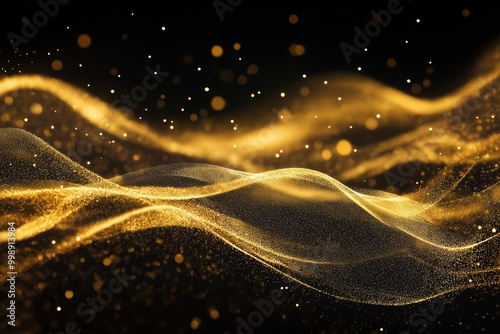 Elegant sparkling gold waves on black  premium design for wallpaper, posters, and banners