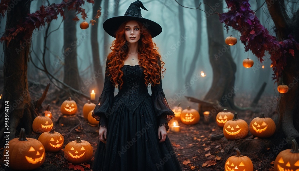 halloween witch with a pumpkin halloween witch with a pumpkin
