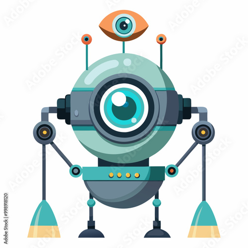 robotic eye scanning the surroundings, AI