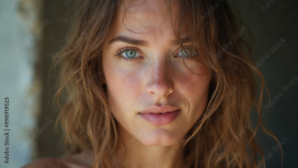 Naturally beautiful woman with no make up, smiling beauty woman with freckles Naturally beautiful woman with no make up, smiling beauty woman with freckles