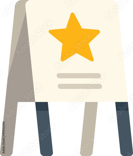 Advertising stand displaying a star symbol for feedback rating