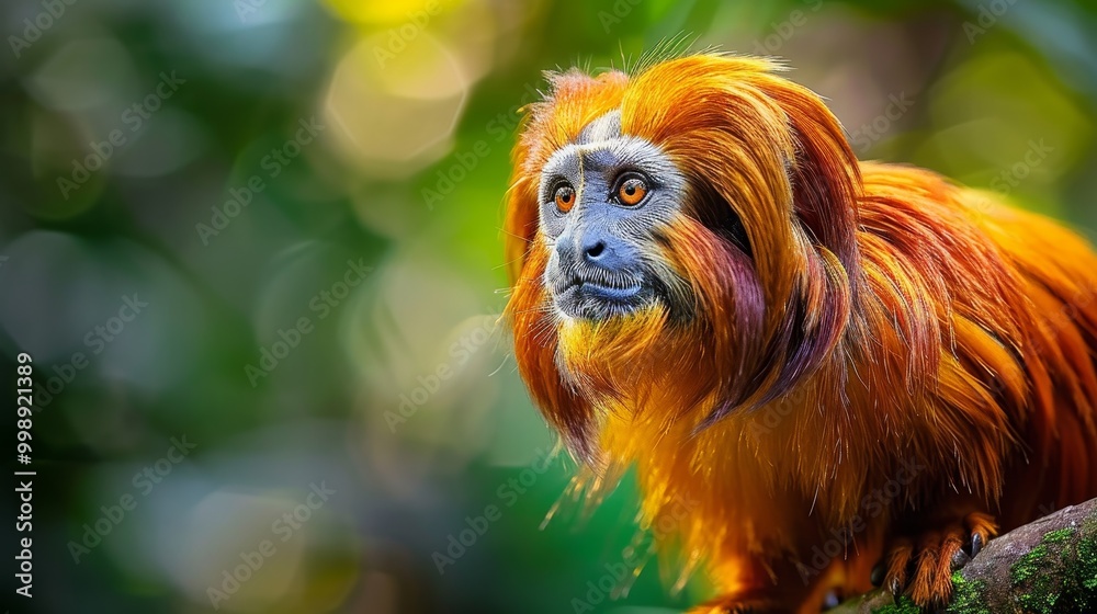 Golden Lion Tamarin Portrait A Close-up of a Critically Endangered Primate in the Rainforest, primate, endangered, rainforest Golden Lion Tamarin Portrait A Close-up of a Critically Endangered Primate in the Rainforest, primate, endangered, rainforest