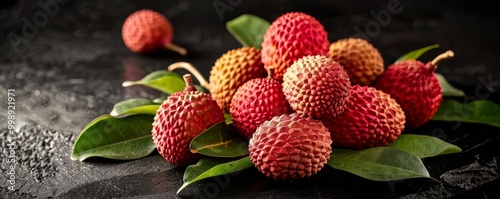 Lychee Fruit with Green Lea...
