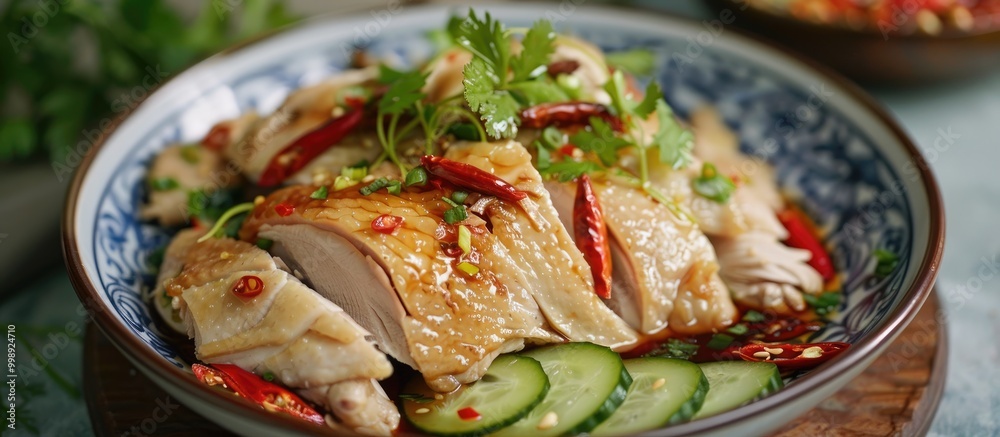 Delicious Steam Chicken With Cucumber Slice Delicious Steam Chicken With Cucumber Slice