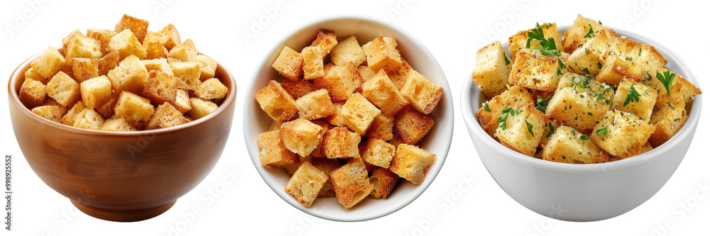 Bowl of croutons isolated on transparent background Bowl of croutons isolated on transparent background