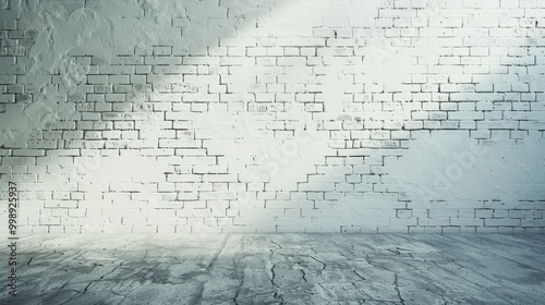 Wallpaper Mural A daylight setting showcases an expansive white brick wall and concrete floor, evoking a spacious, airy ambiance in an industrial space. Torontodigital.ca