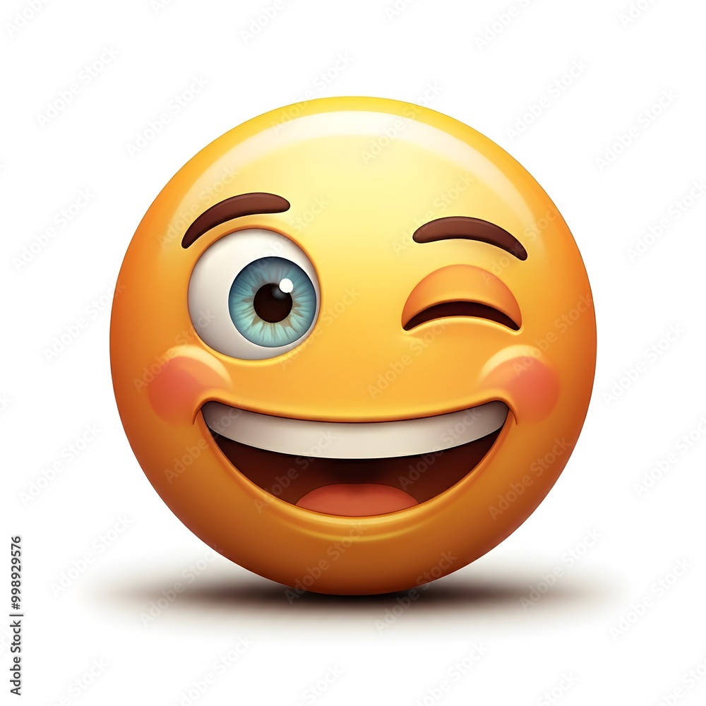 Fototapeta premium a happy laughing emoji on a white background