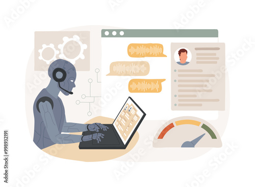 AI-Driven Call Analysis abstract concept vector illustration.
