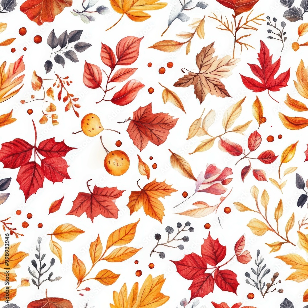 Autumn leaves in vibrant colors scattered on a white background Autumn leaves in vibrant colors scattered on a white background