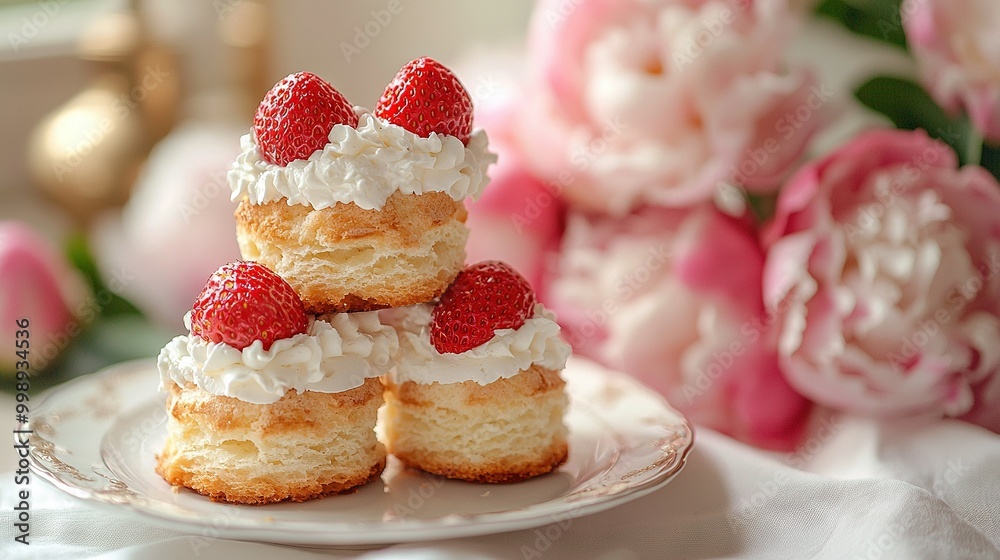 Cupcakes with strawberries on top Cupcakes with strawberries on top