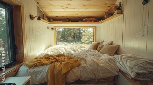 A guide to selecting the best bedding set for tiny homes, focusing on multi-functional designs and space efficiency. photo