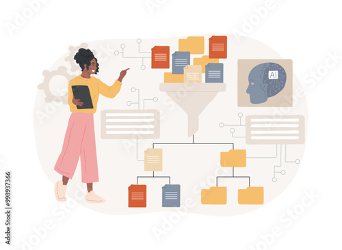 AI-Automated Data Preprocessing abstract concept vector illustration.