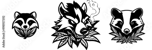 An illustrated logo for a marijuana dispensary called Honey Badger