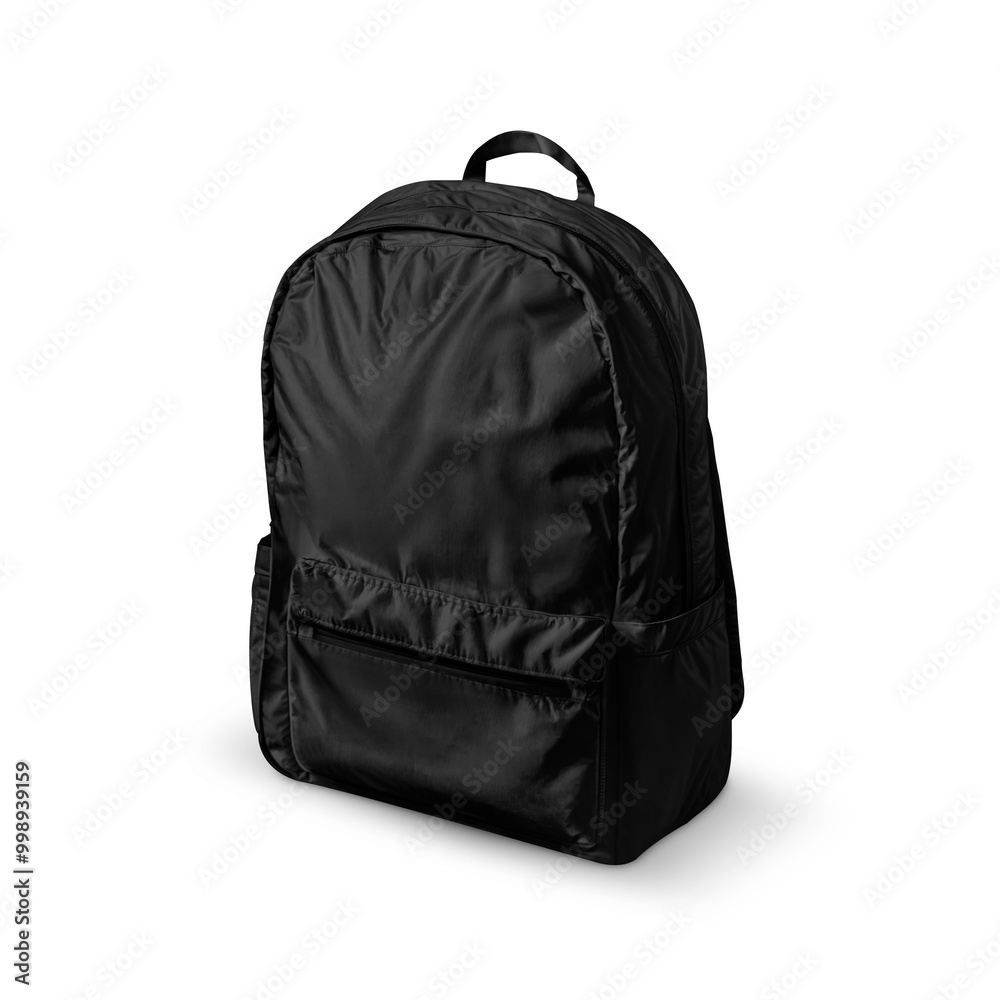 An image of a Black Backpack isolated on a white background An image of a Black Backpack isolated on a white background