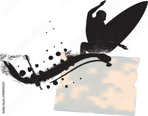 surf rider jumping with surfboard
