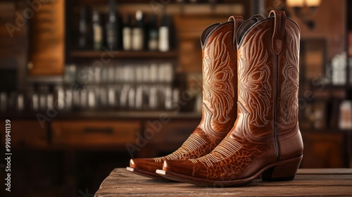 Pair of Classic Brown Cowboy Boots