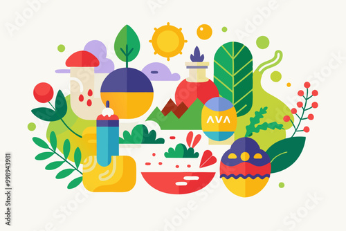 Colorful abstract design celebrating world vegetarian day with minimalist elements