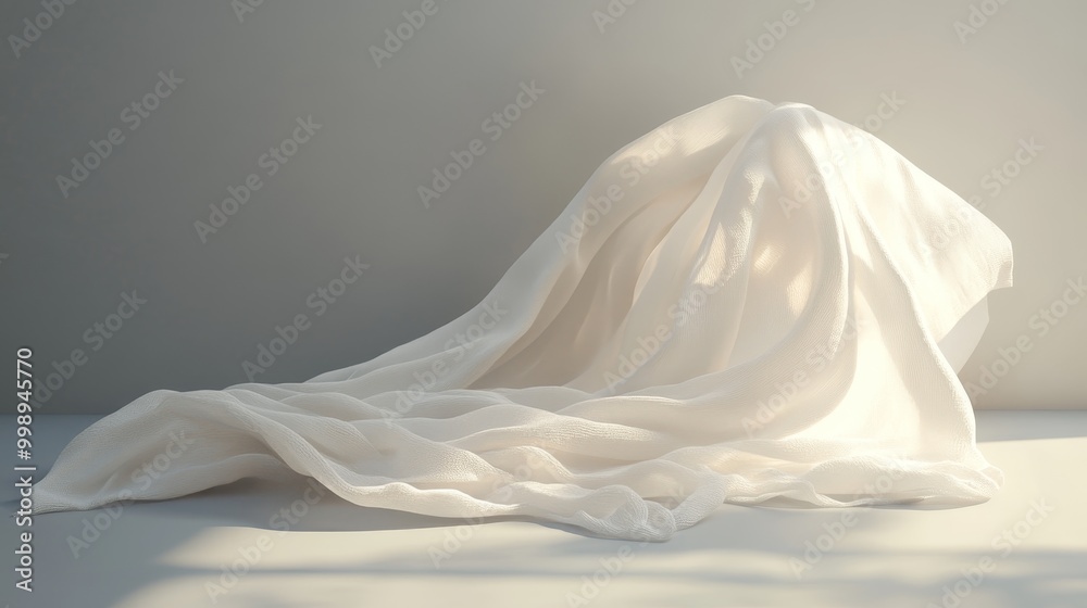 Light and Shadow on Flowing White Fabric, Minimalist , Photography Light and Shadow on Flowing White Fabric, Minimalist , Photography