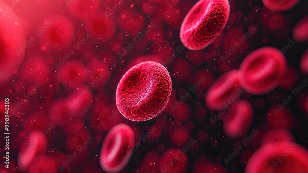 A close-up view of red blood cells floating in a vivid, dynamic background, illustrating their structure and movement in the bloodstream. A close-up view of red blood cells floating in a vivid, dynamic background, illustrating their structure and movement in the bloodstream.