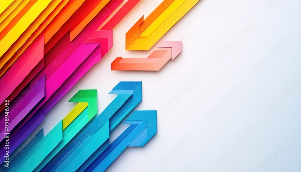 Abstract colorful arrows pointing upwards on white background. Abstract colorful arrows pointing upwards on white background.