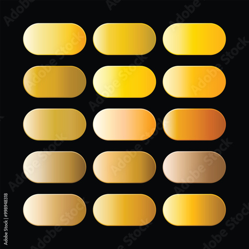 15 Luxury Gold Gradients Color Collection for UI Element