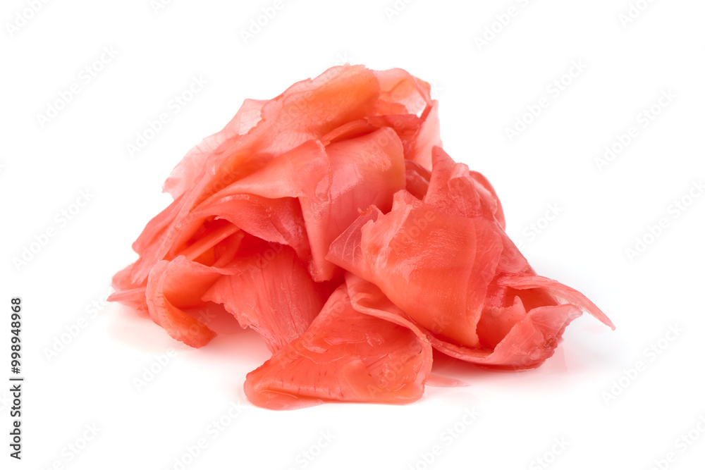 Pickled sushi ginger, isolated on white background. High resolution image.