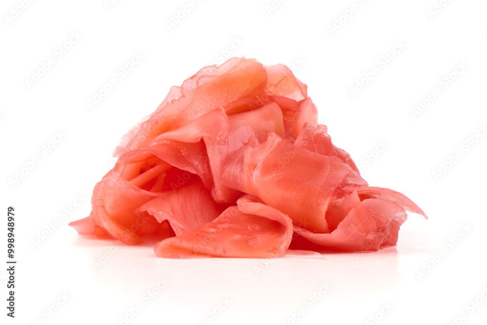 Pickled sushi ginger, isolated on white background. High resolution image. Pickled sushi ginger, isolated on white background. High resolution image.