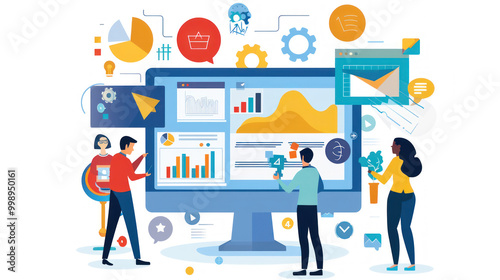 Wallpaper Mural A team of marketers designing an online advertising strategy, focusing on search engine ads and retargeting. Torontodigital.ca