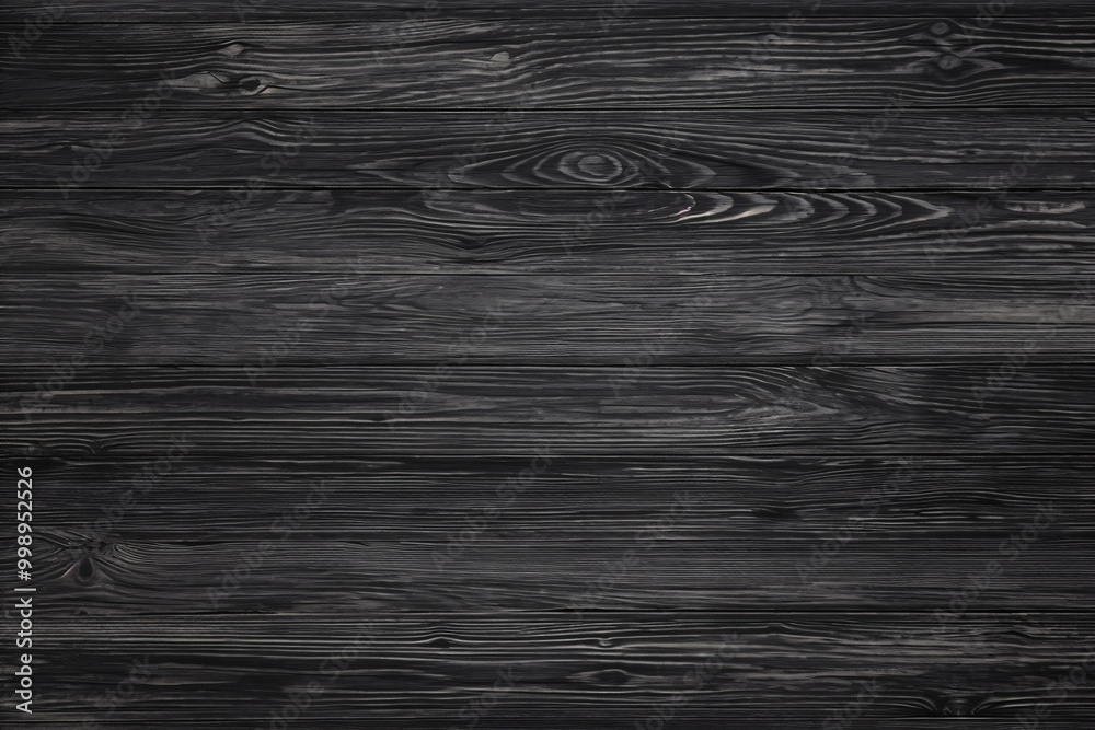 Naklejka premium Dark wood planks with a rich, textured grain, perfect for creating a moody and sophisticated backdrop for food photography or adding a touch of rustic elegance to scene backgrounds