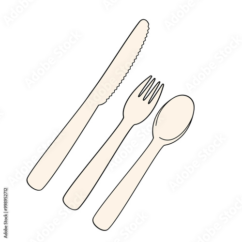 disposable cutlery - spoon, fork and knife