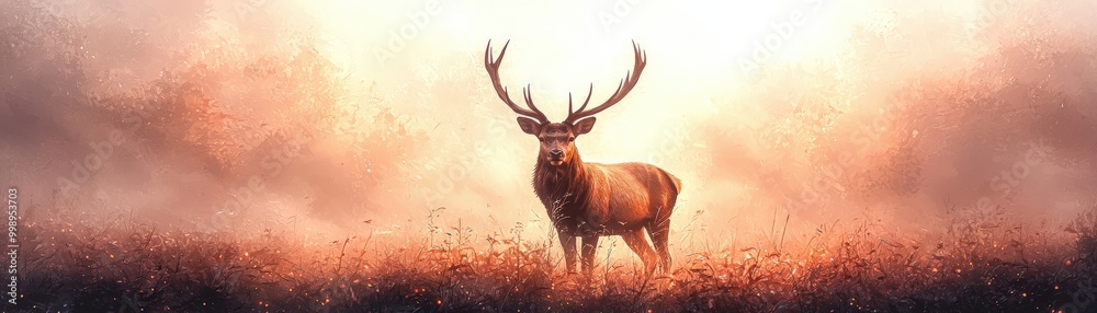 Majestic Deer in Serene Isometric Landscape Majestic Deer in Serene Isometric Landscape