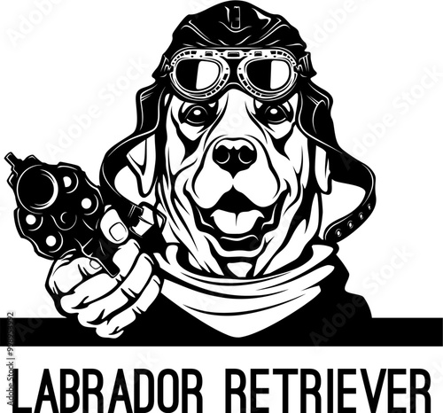 Bad Labrador Retriever with gun - Bad Dog - Dog gangster