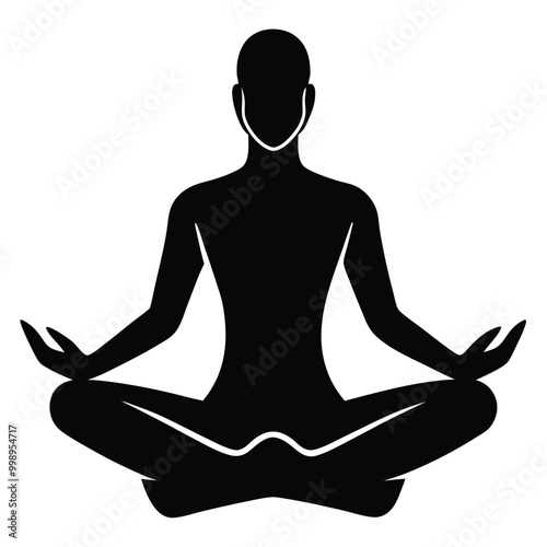 man stands in the lotus position doing vector-silhouette