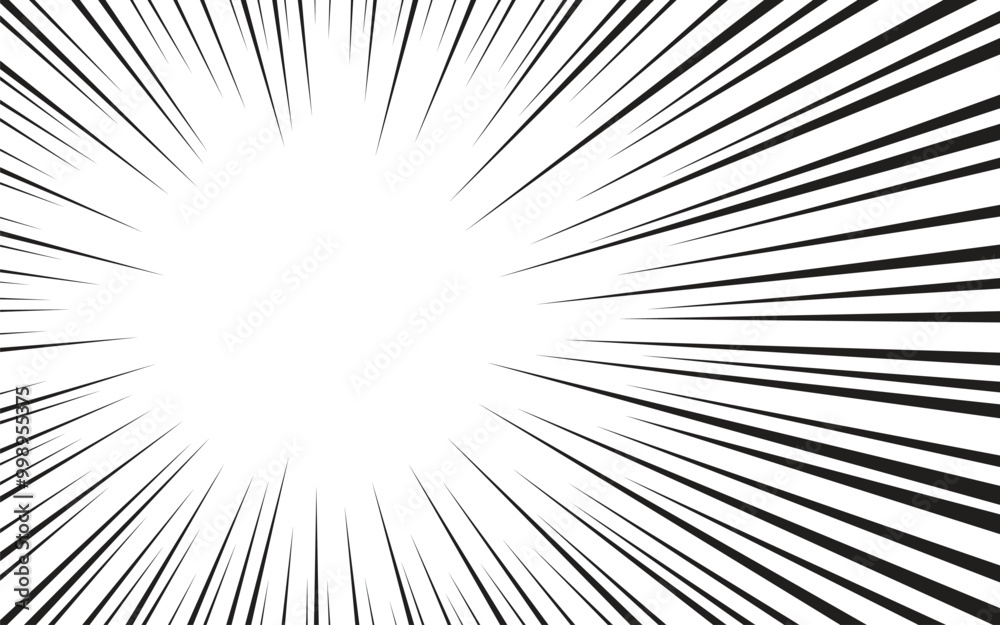 Fototapeta premium Manga comic effect banner with speed rays in retro style. black action line speed effect. cartoon stripes for decoration.