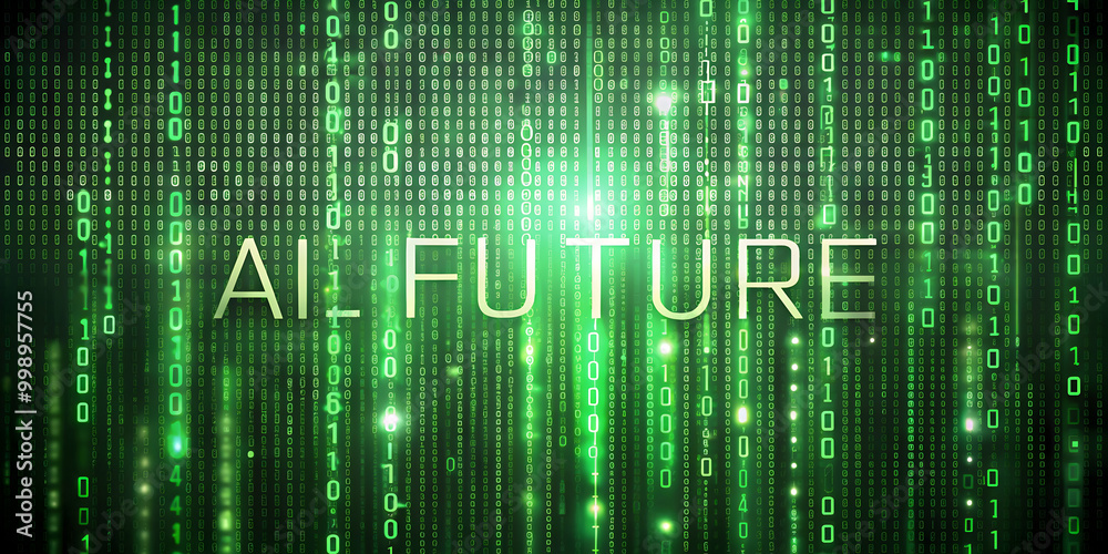 Fototapeta premium Digital code matrix background in green hues like cascading code, text 