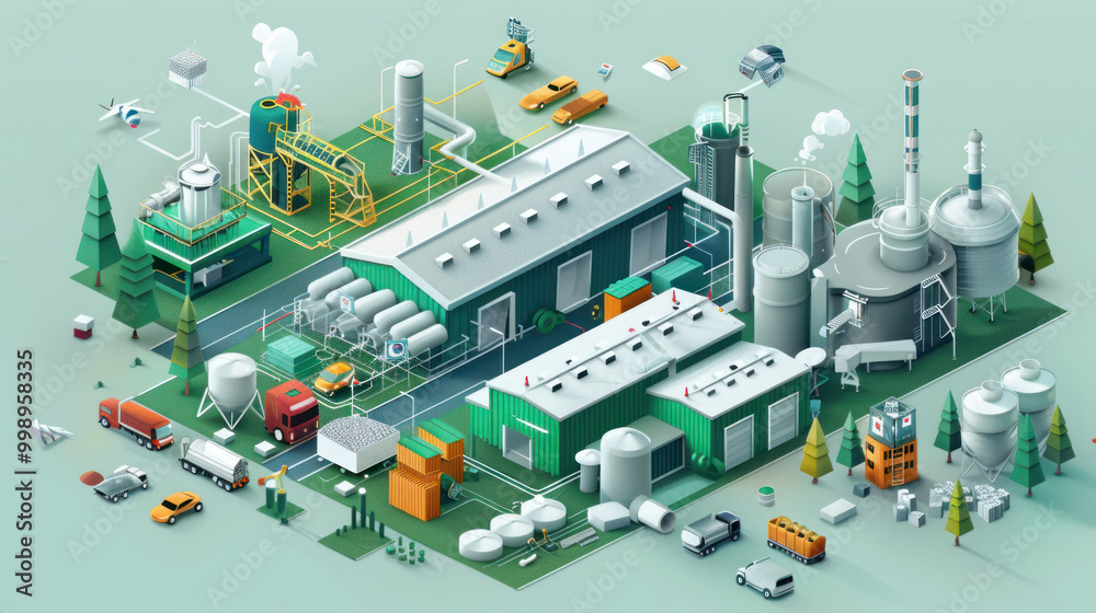Fototapeta premium A visual of a circular supply chain model, showcasing how businesses can integrate sustainability and recycling into every step of production.
