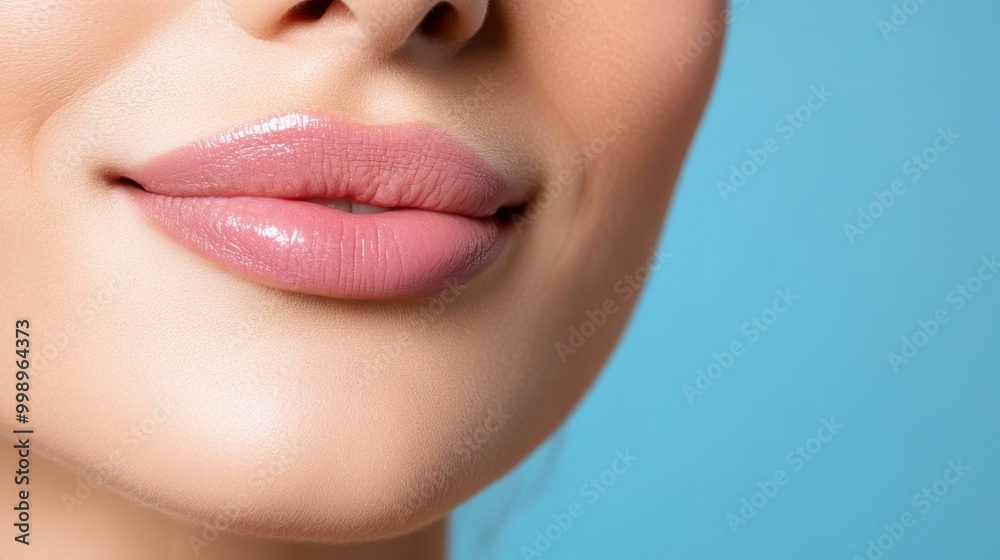 A close-up shot of glossy, well-nourished lips showcasing perfect makeup, emphasizing the smooth texture and vibrant color for beauty and cosmetic themes. A close-up shot of glossy, well-nourished lips showcasing perfect makeup, emphasizing the smooth texture and vibrant color for beauty and cosmetic themes.