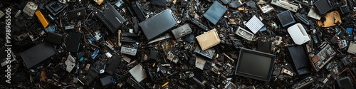 Sea of various e-waste components, recycling concept