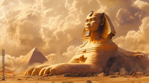 Sphinx riddle a majestic sphinx sitting in the desert, staring mysteriously. Sphinx Riddle. Illustration photo