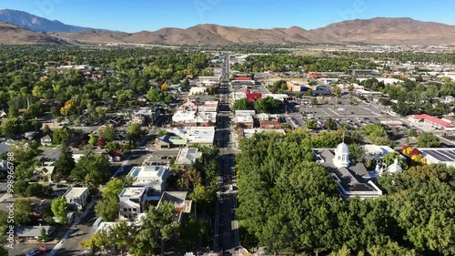 Carson City Nevada - Aerial View of State Capitol Building Downtown 395 