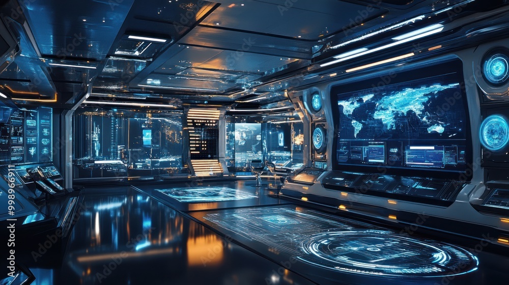 Futuristic Control Room Interior Futuristic Control Room Interior