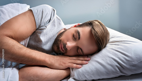 uomo che dorme cuscino materasso letto 