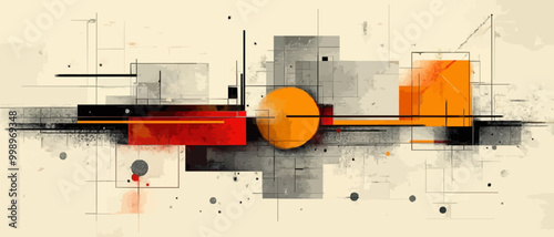 Overlapping Geometric Building Shapes in Minimalist Style