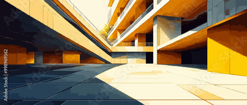 Abstract Geometric Building Corner in Minimalist Design