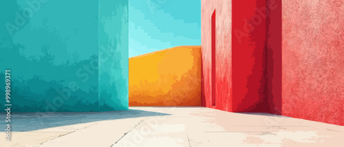 Minimalist Abstract Geometric Building with Negative Space