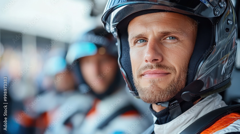 A determined race car driver wearing a protective helmet sits in the cockpit poised for a race, symbolizing focus, speed, and the thrill of motorsports. A determined race car driver wearing a protective helmet sits in the cockpit poised for a race, symbolizing focus, speed, and the thrill of motorsports.