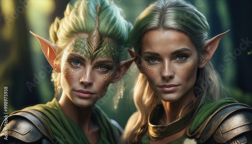 Two elfs in the forest